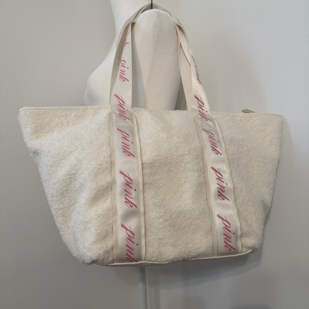 Victorias Secret White Ivory Sherpa Fur Tote Purse
